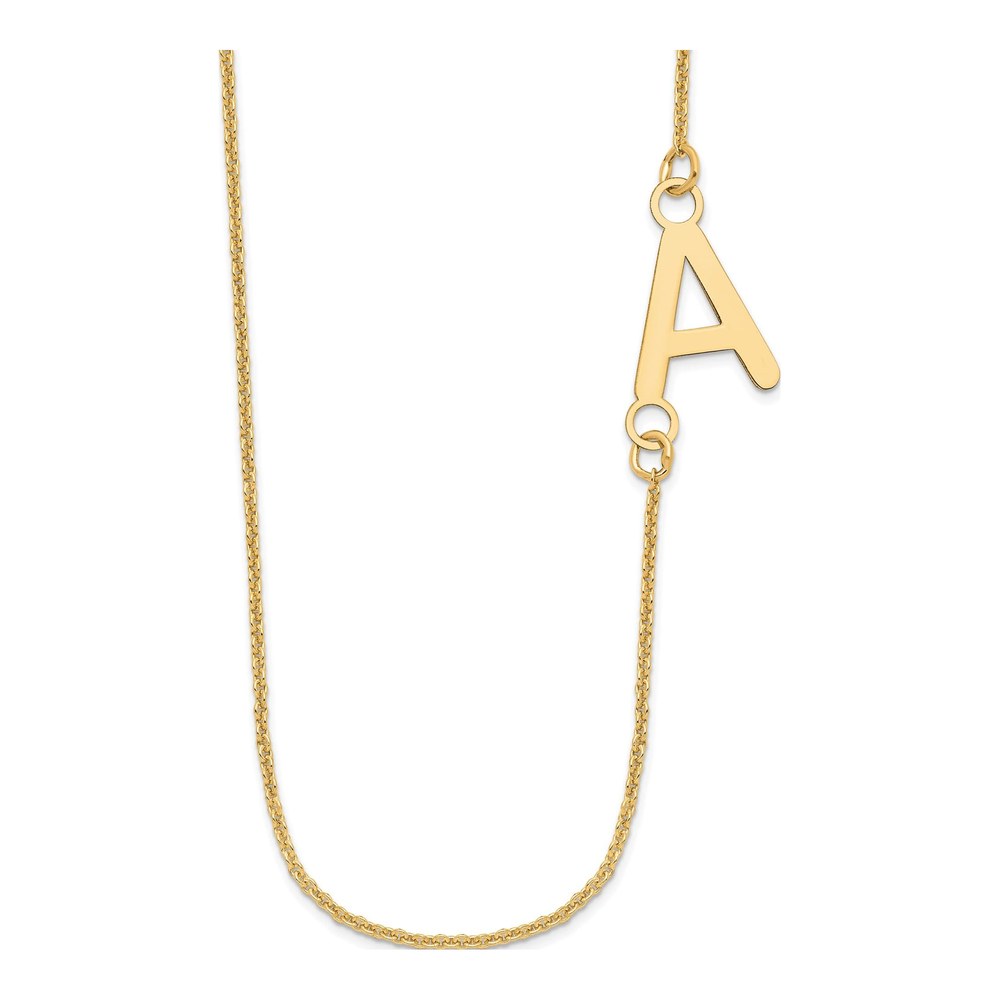 10K Yellow Gold Small Offset Initial Necklace