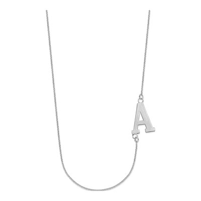 10K White Gold Large Offset Initial Necklace – view 2