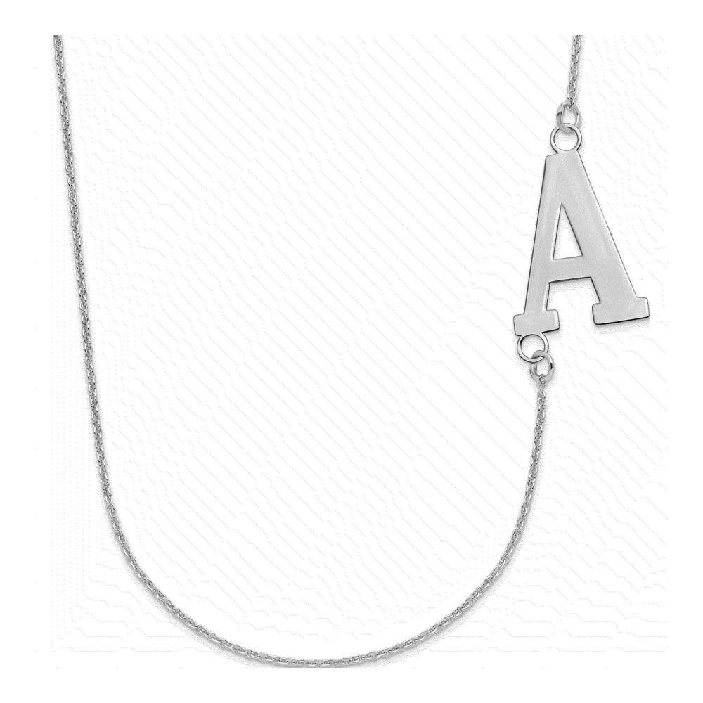 10K White Gold Large Offset Initial Necklace