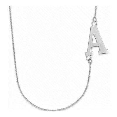 10K White Gold Large Offset Initial Necklace
