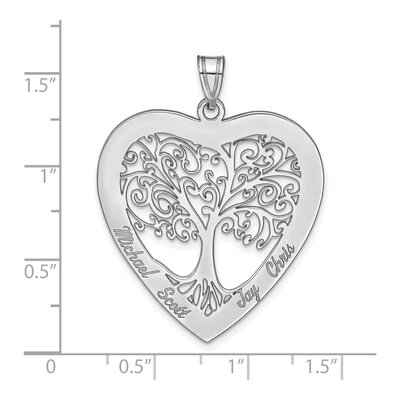 10K White Gold Heart Family Tree Pendant – view 3