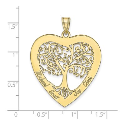 10K Yellow Gold Heart Family Tree Pendant – view 2