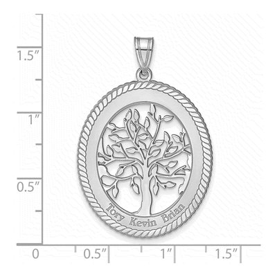 10K White Gold Oval Family Tree Pendant – view 3