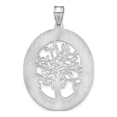10K White Gold Oval Family Tree Pendant – view 4