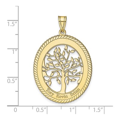 10K Yellow Gold Personalized Oval Family Tree Pendant – view 2