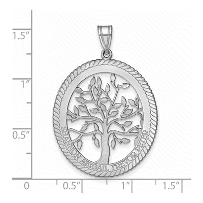 10K White Gold Personalized Oval Family Tree Pendant – view 3