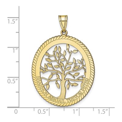 10K Yellow Gold Oval Family Tree Pendant – view 2