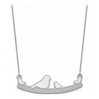 10K White Gold Child Bird Family Necklace – view 2