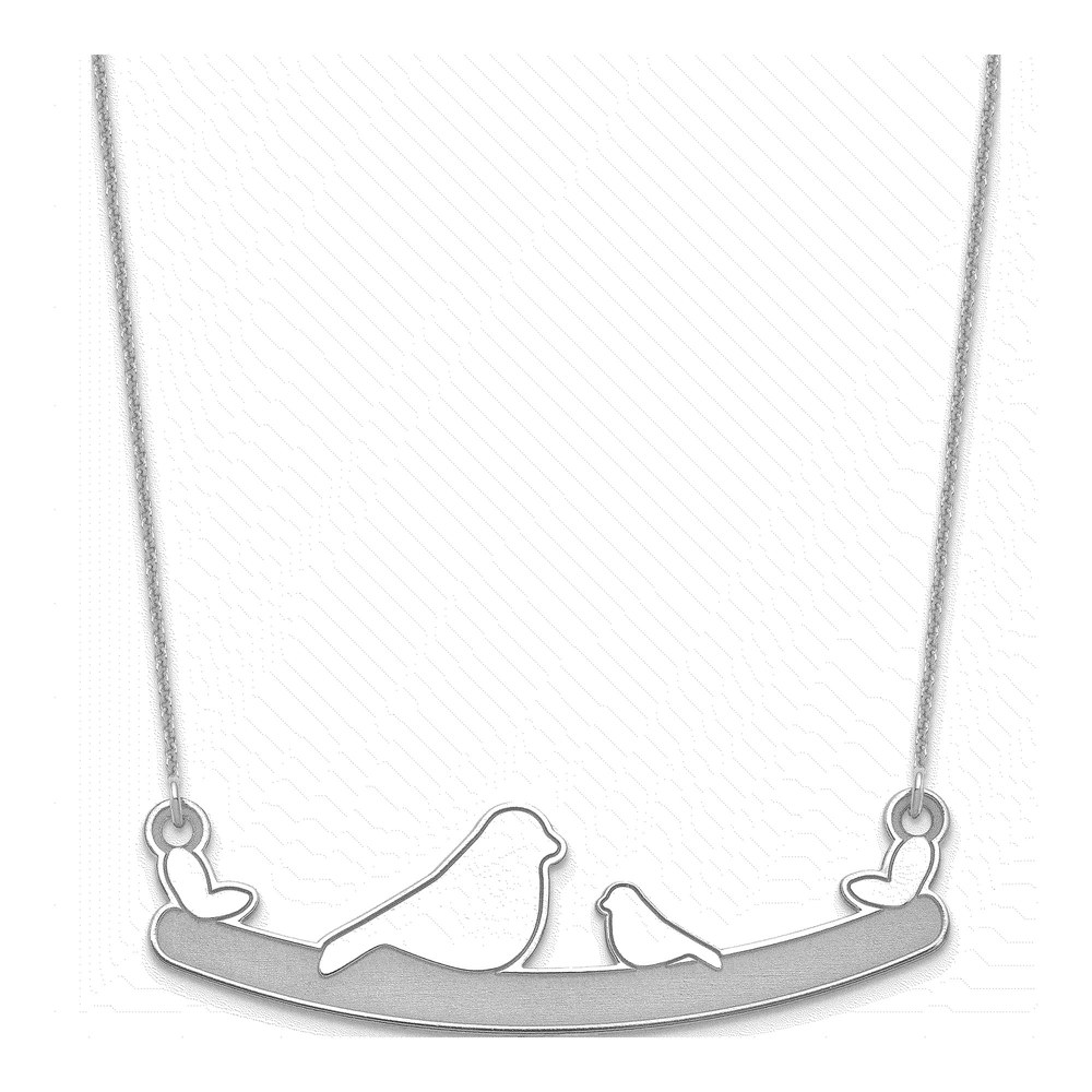 10K White Gold Child Bird Family Necklace