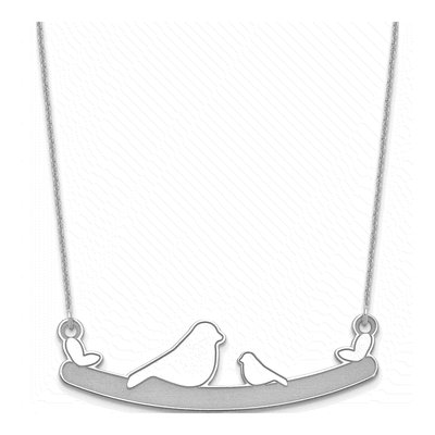 10K White Gold Child Bird Family Necklace