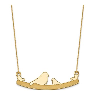 10K Yellow Gold Mom Baby Bird Necklace – view 2