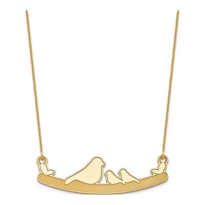 10K Yellow Gold Mom Baby Birds Necklace – view 2