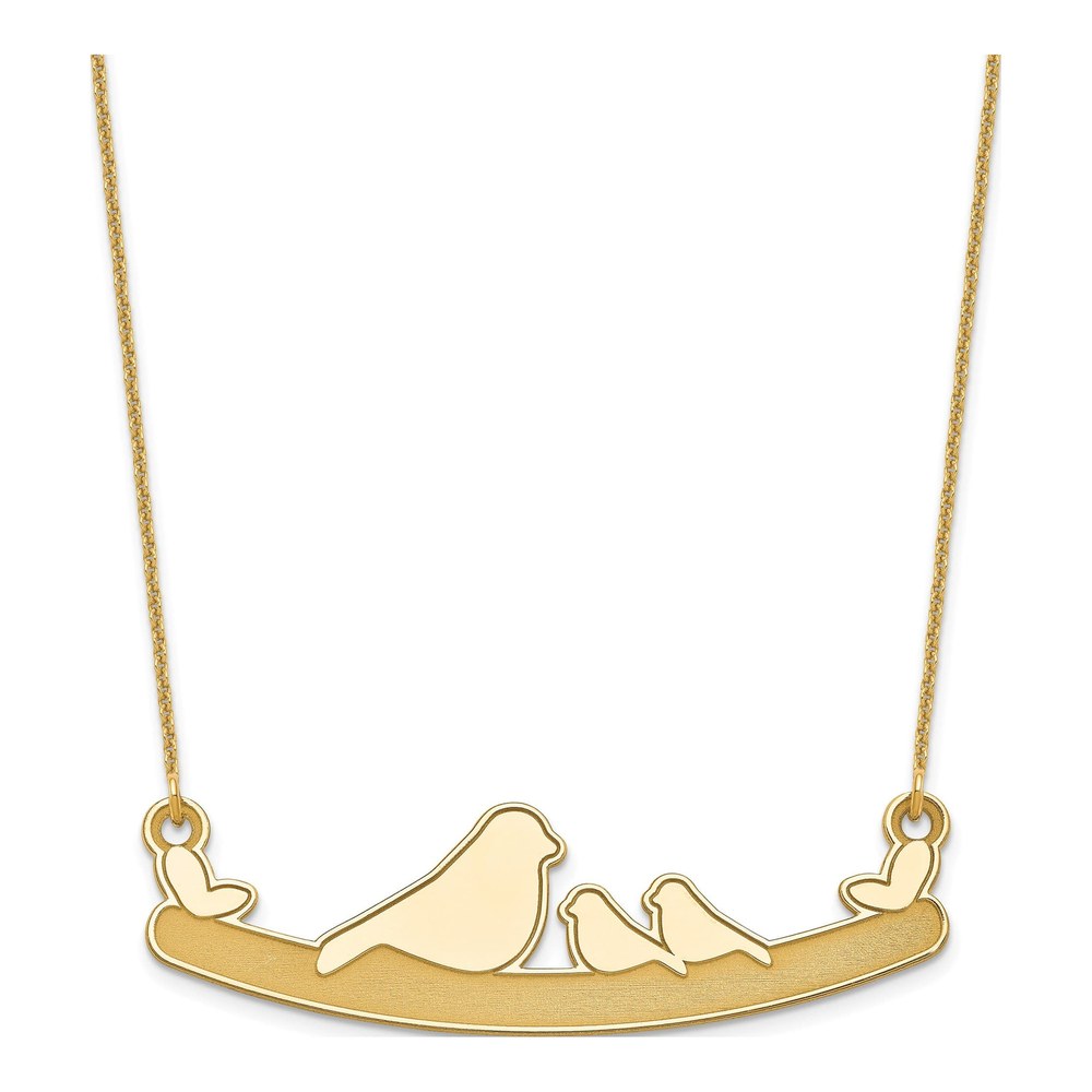 10K Yellow Gold Mom & 2 Baby Birds Necklace
