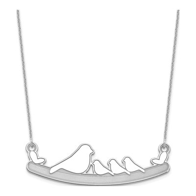 10K White Gold Mom Baby Birds Necklace