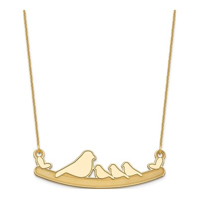 10K Yellow Gold Mom Baby Birds Necklace – view 2