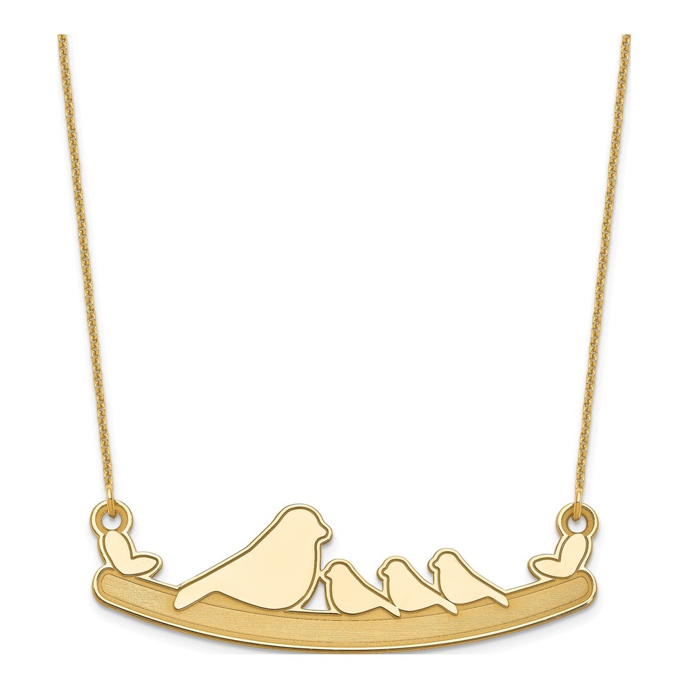 10K Yellow Gold Mom Baby Birds Necklace