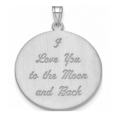 10K White Gold I Love You to Moon Back Pendant