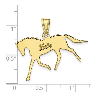 10K Yellow Gold Personalized Horse Name Pendant – view 2