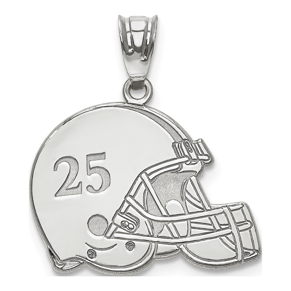 10K White Gold Personalized Football Helmet Pendant