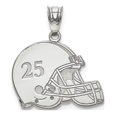10K White Gold Personalized Football Helmet Pendant