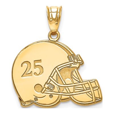 10K Yellow Gold Personalized Football Helmet Pendant