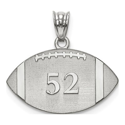 10K White Gold Personalized Football Pendant