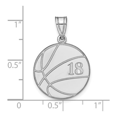 10K White Gold Personalized Basketball Pendant – view 4
