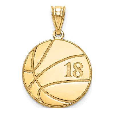 10K Yellow Gold Personalized Basketball Pendant