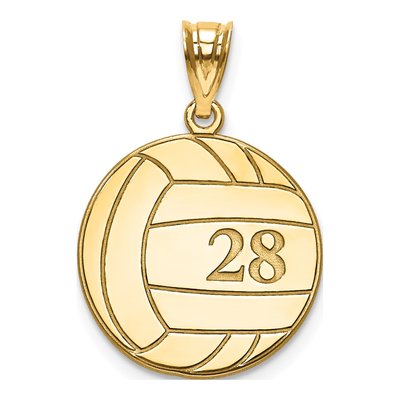 10K Yellow Gold Personalized Volleyball Pendant