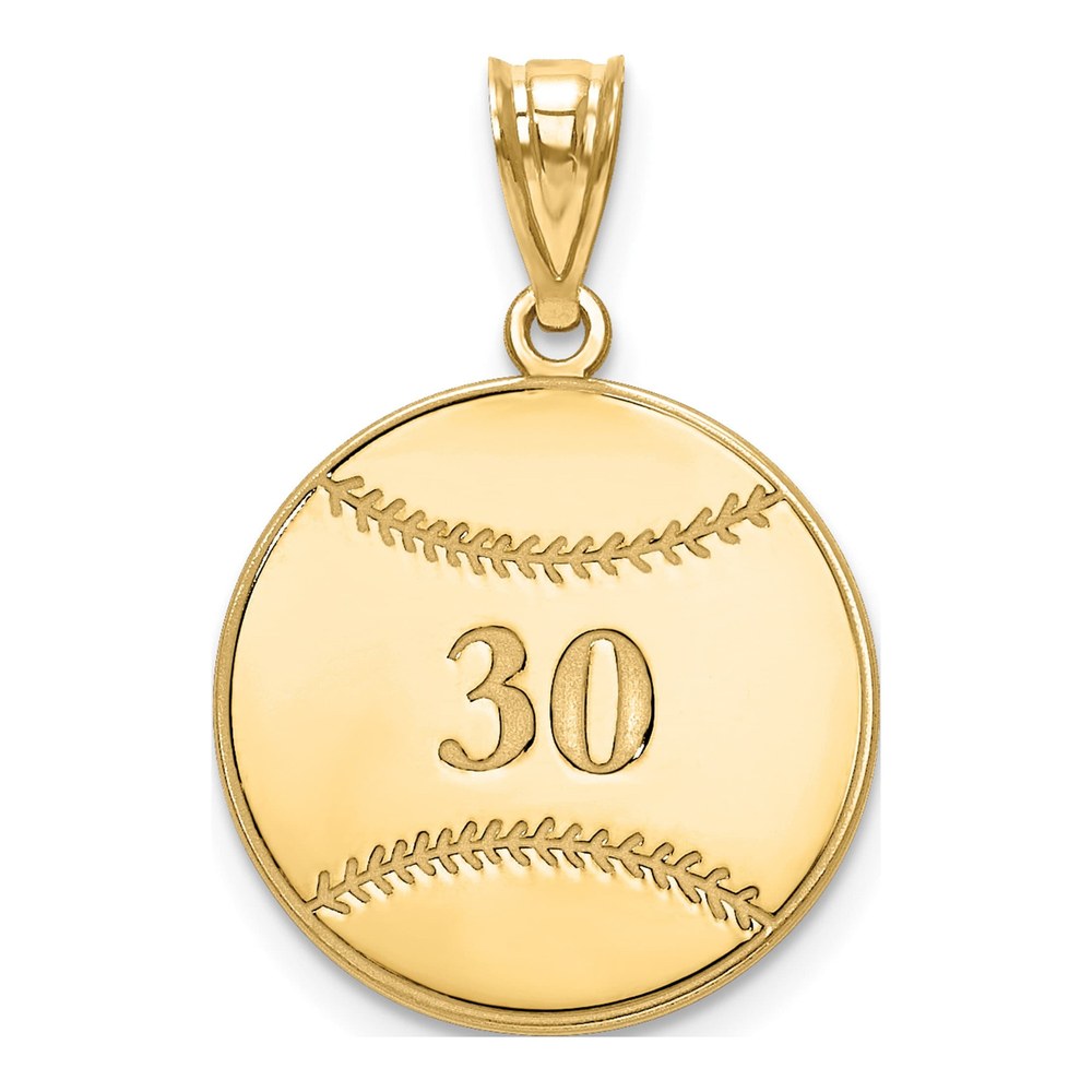 10K Yellow Gold Personalized Baseball Pendant