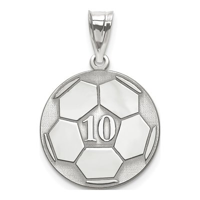 10K White Gold Personalized Soccer Pendant