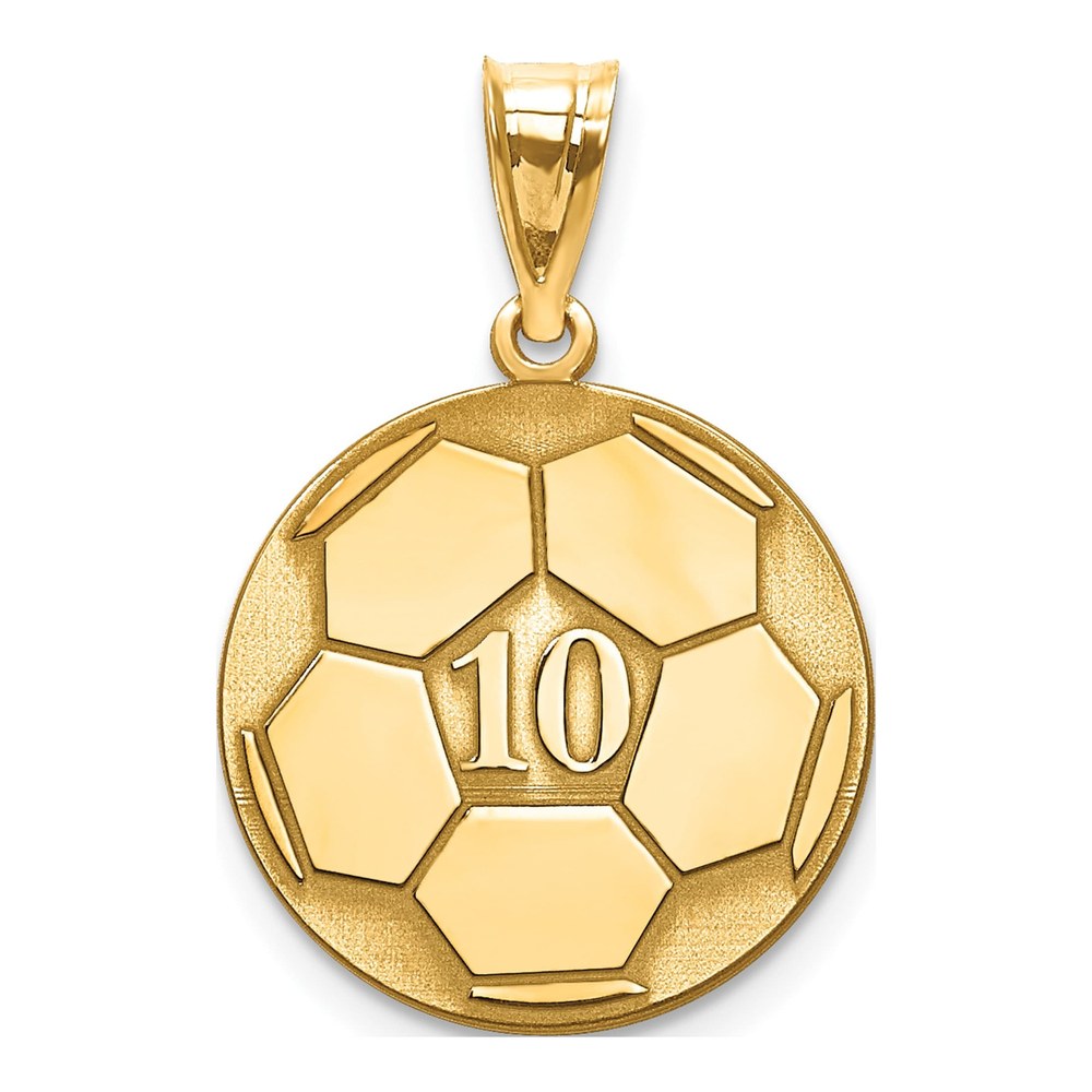 10K Yellow Gold Personalized Soccer Pendant