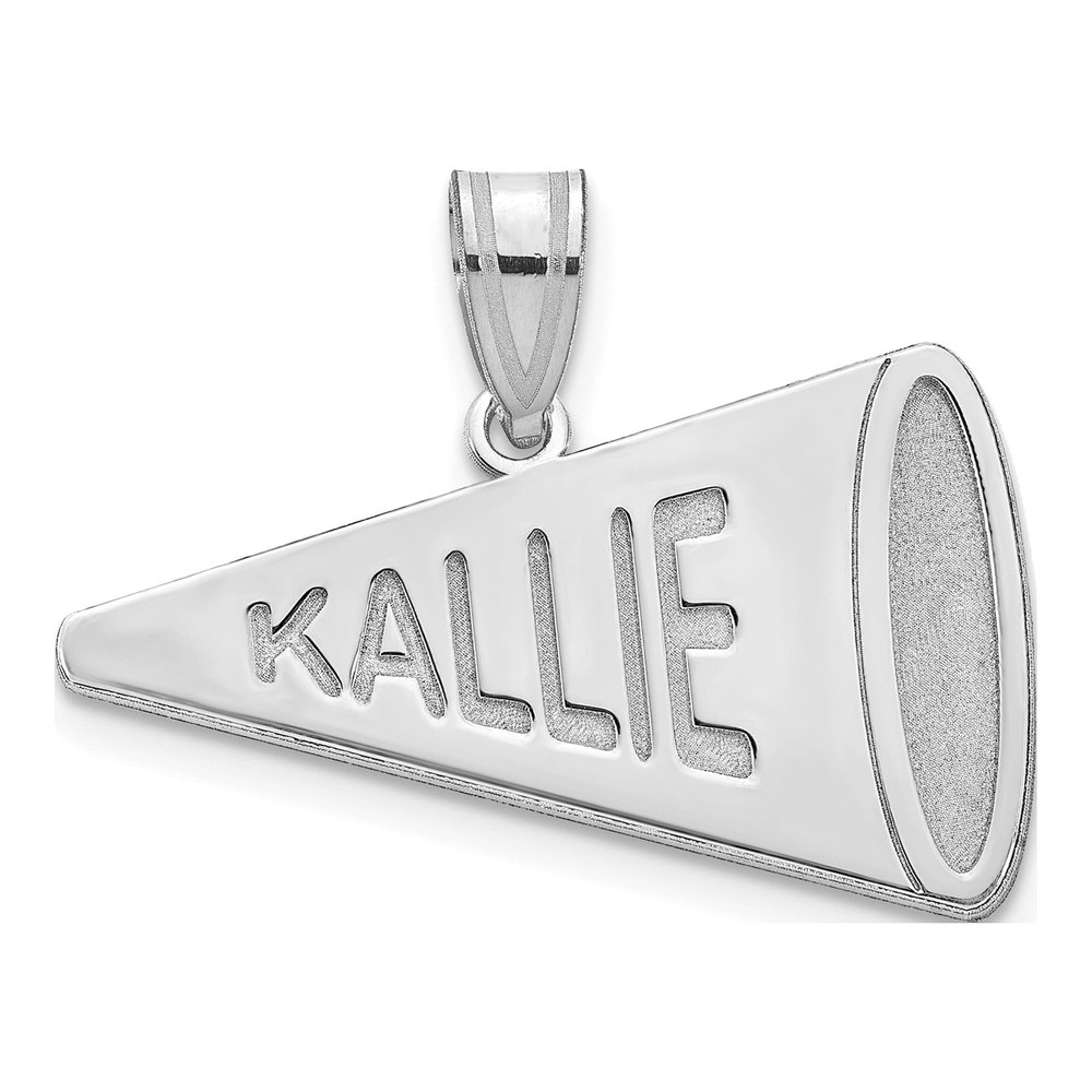 10K White Gold Personalized Megaphone Pendant