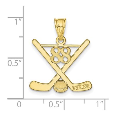 10K Yellow Gold Personalized Hockey Pendant – view 3