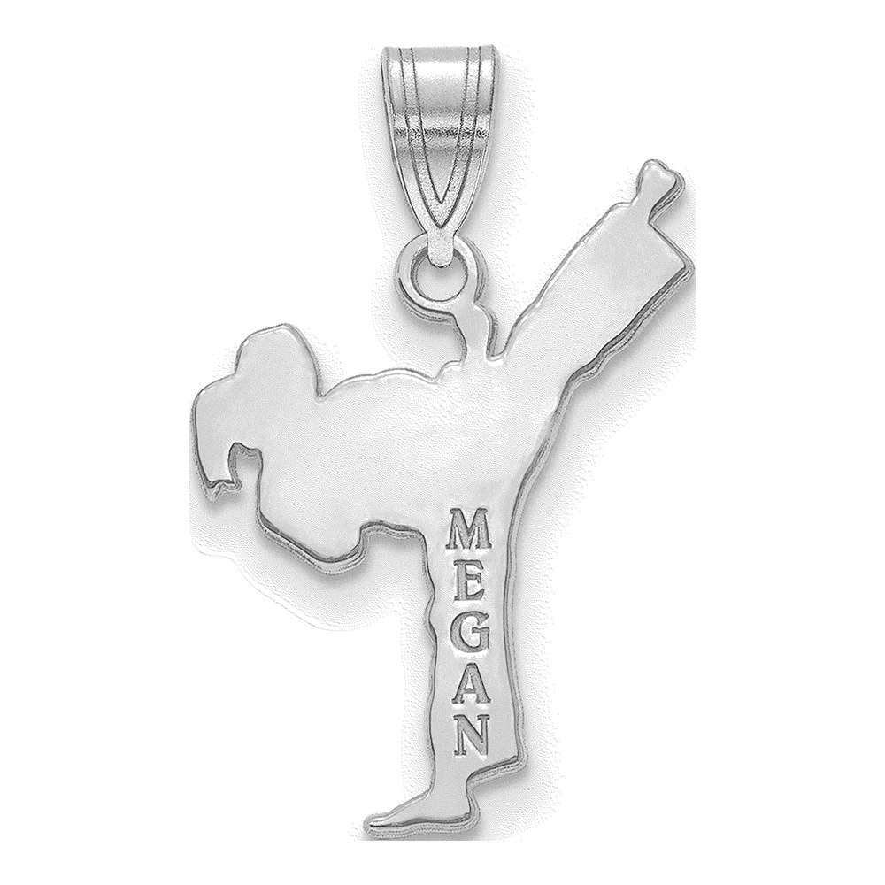 10K White Gold 10Kw Personalized Girl Karate Pendant