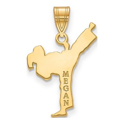 10K Yellow Gold Personalized Girl Karate Pendant