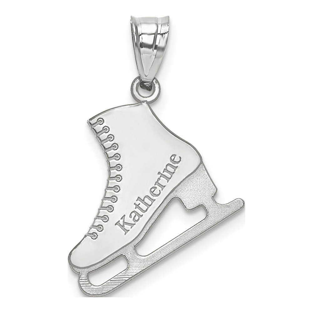 10K White Gold 10Kw Personalized Ice Skate Pendant