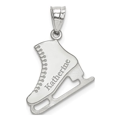 10K White Gold Personalized Ice Skate Pendant