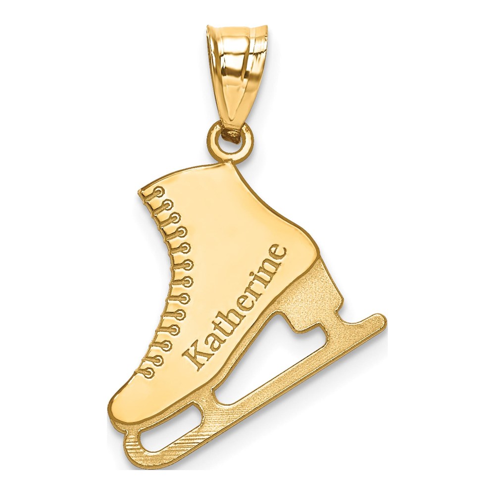 10K Yellow Gold Personalized Ice Skate Pendant