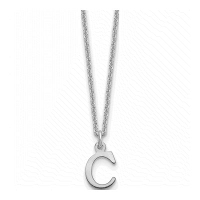 10K White Gold Cutout Letter C Necklace