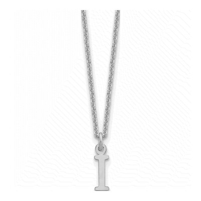 10K White Gold Cutout Letter I Initial Necklace