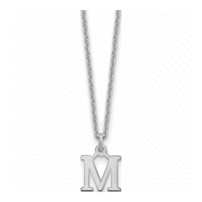 10K White Gold Cutout Letter M Necklace