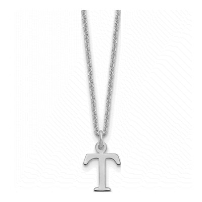10K White Gold Cutout Letter T Necklace
