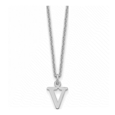10K White Gold Cutout Letter V Necklace