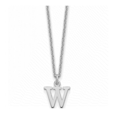 10K White Gold Cutout Letter W Necklace