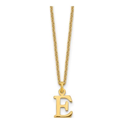 10K Yellow Gold Letter E Necklace