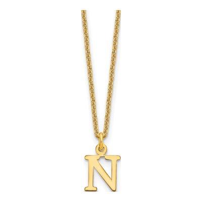 10K Yellow Gold Cut-Out Letter N Necklace