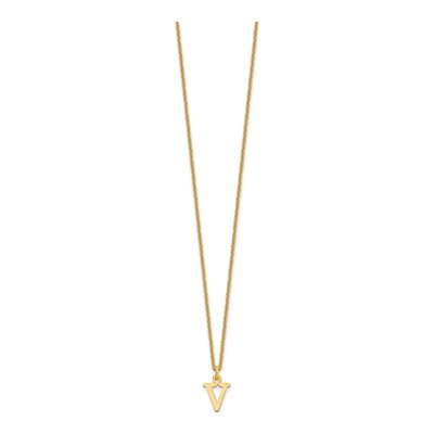 10K Yellow Gold Letter V Necklace – view 3