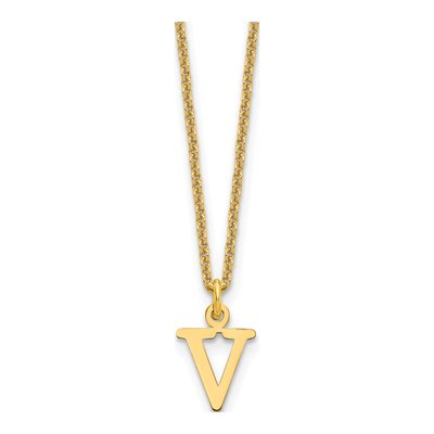 10K Yellow Gold Letter V Necklace