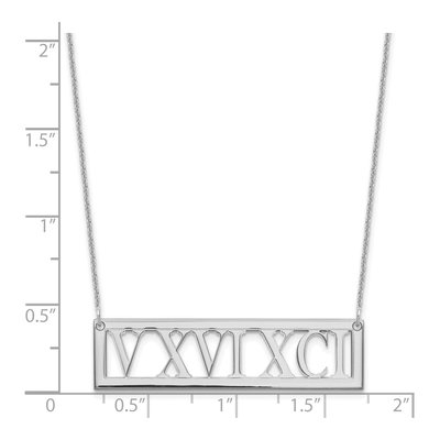 10K White Gold Roman Numeral Bar Necklace – view 3